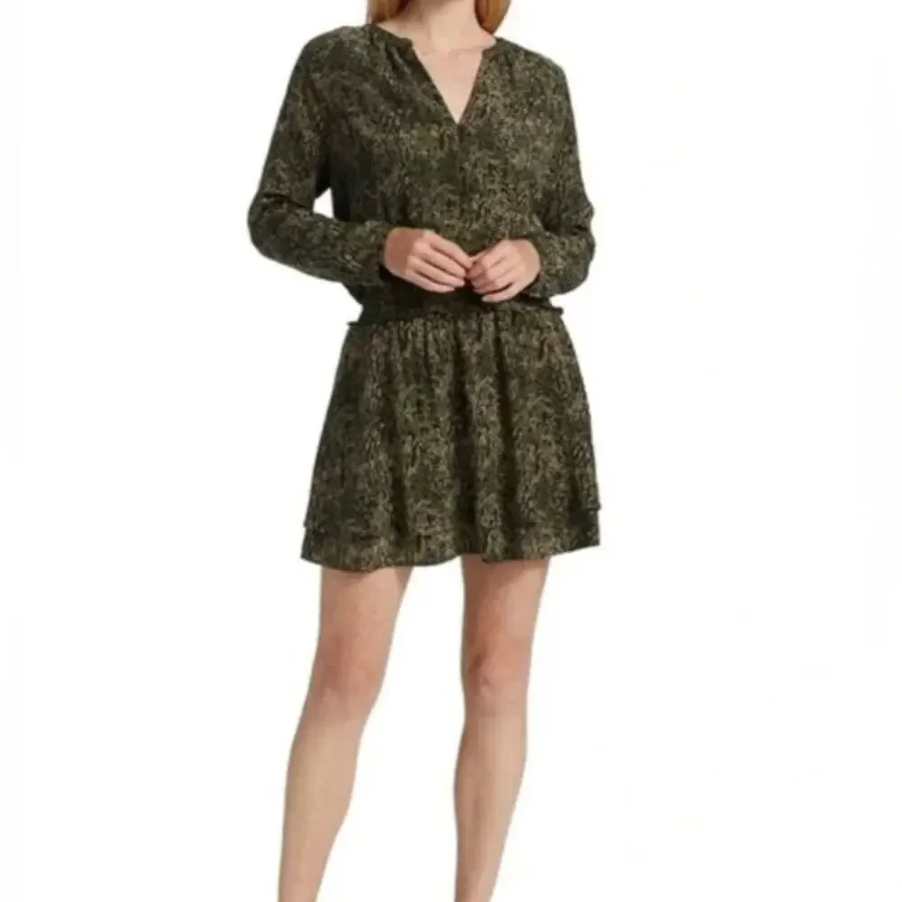 CLEARANCE Rails Jasmine Olive Static Women's Printed Smocked Mini Dress Size S - Picture 2 of 8